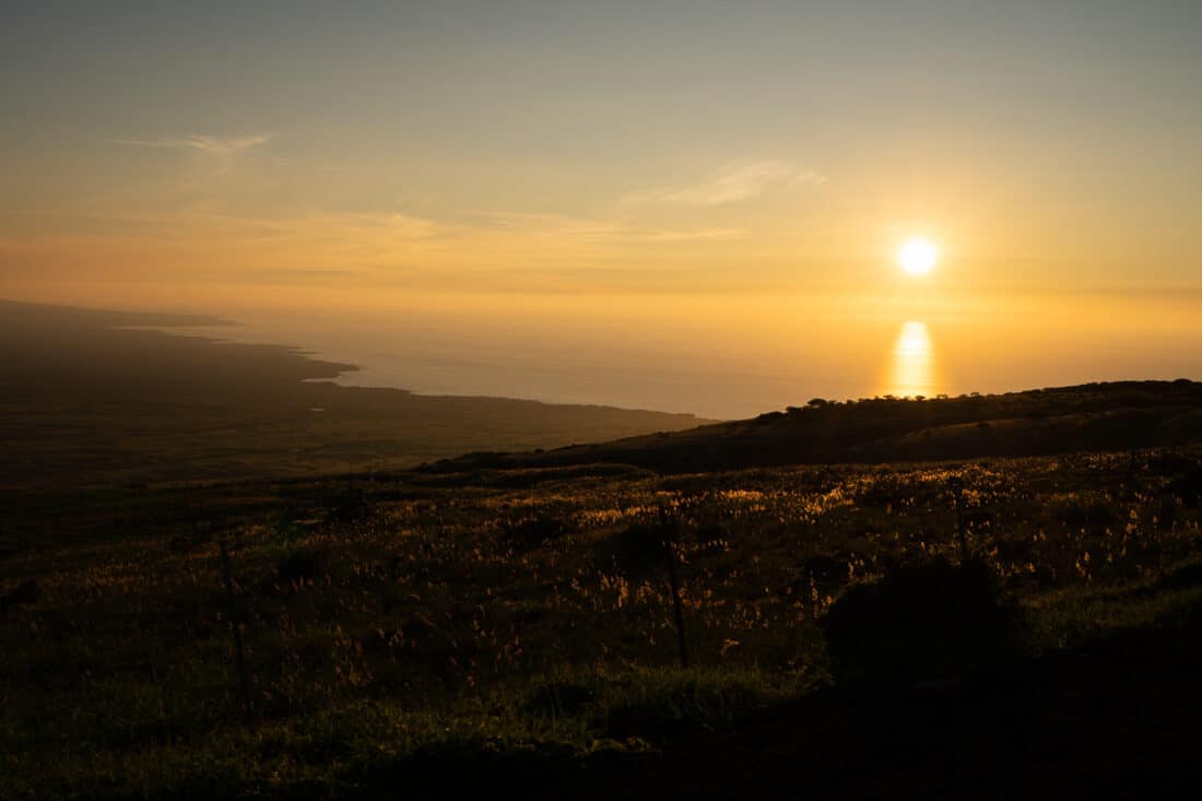 Sun setting over the ocean from the Kohala Mountain Rd, Big Island