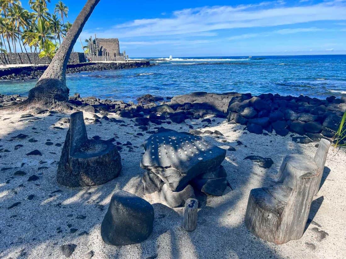 Kōnane game at Puʻuhonua o Hōnaunau National Historical Park on the Big Island