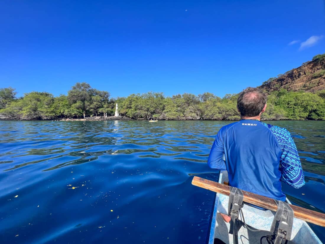 Outrigger canoe in Kealakekua Bay on the Big Island