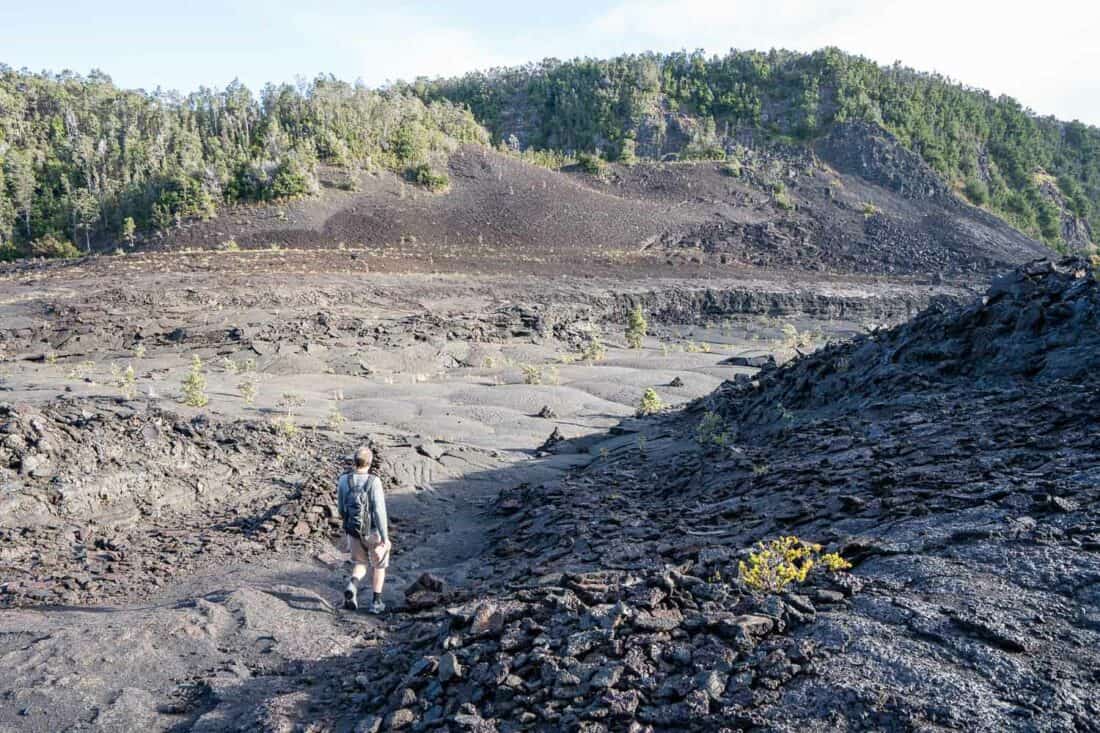 Hiking the Kilauea Iki trail in Hawaii Volcanoes National Park, Big Island, USA