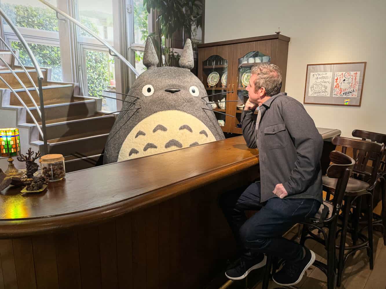 Meeting Totoro at the bar at Ghibli Park in Nagoya, Japan
