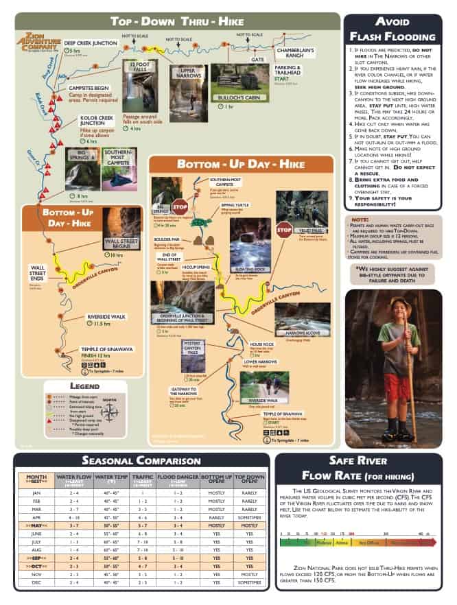 Zion Narrows Map, Utah