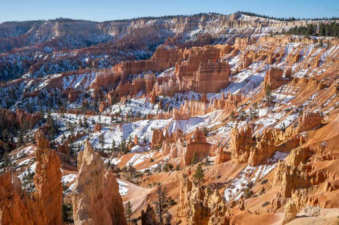 Snowy view at Sunrise Point in Bryce Canyon National Park, Utah