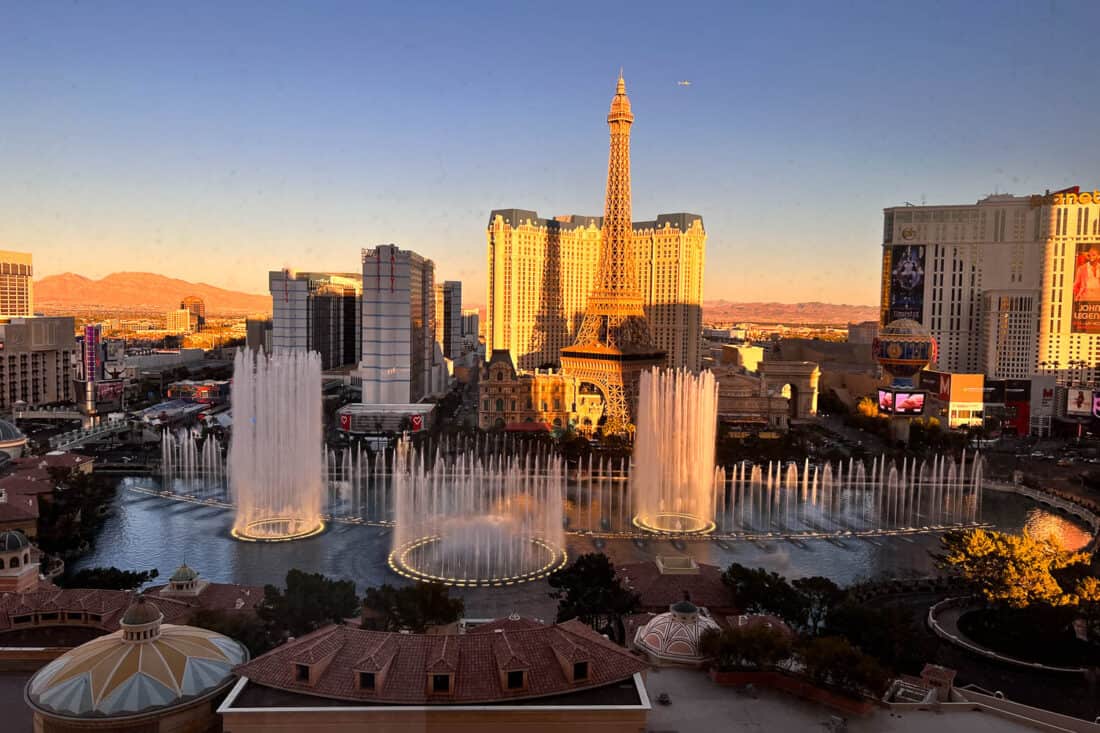 View from Bellagio Hotel room in Las Vegas, Nevada, US