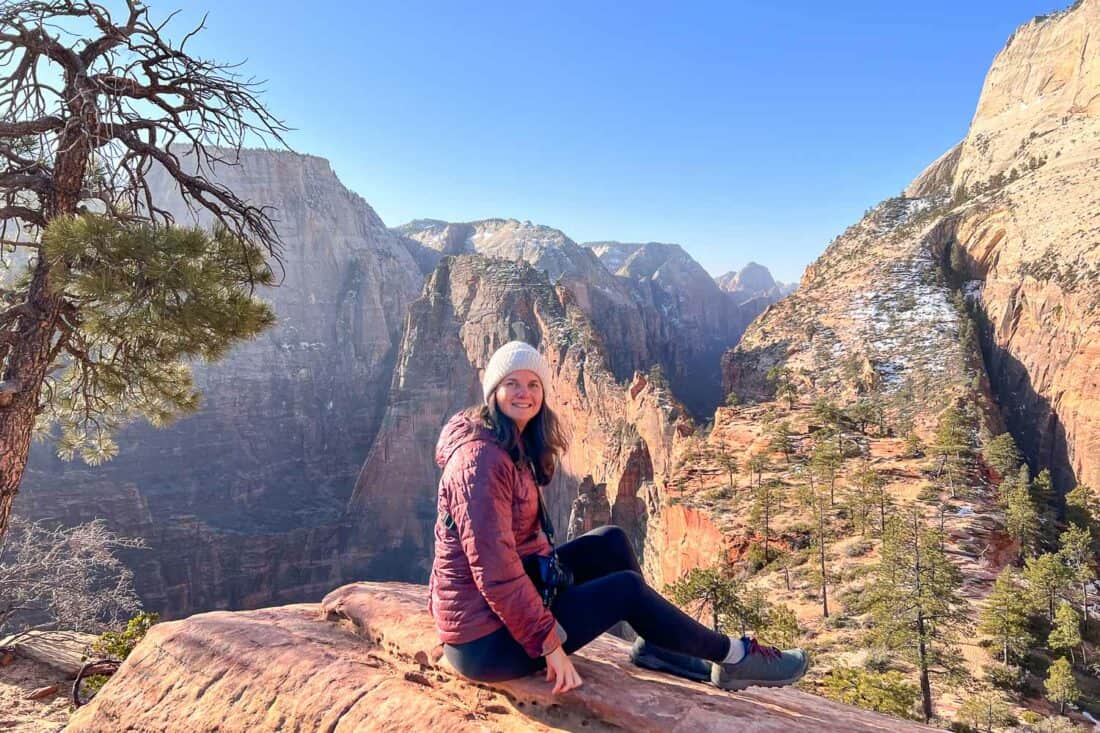 Looking down at Angels Landing, Zion National Park, Utah, USA