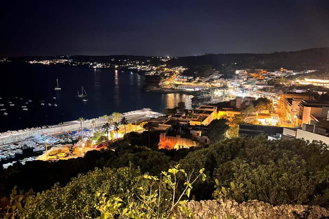 Night time view of Castro Marina from above