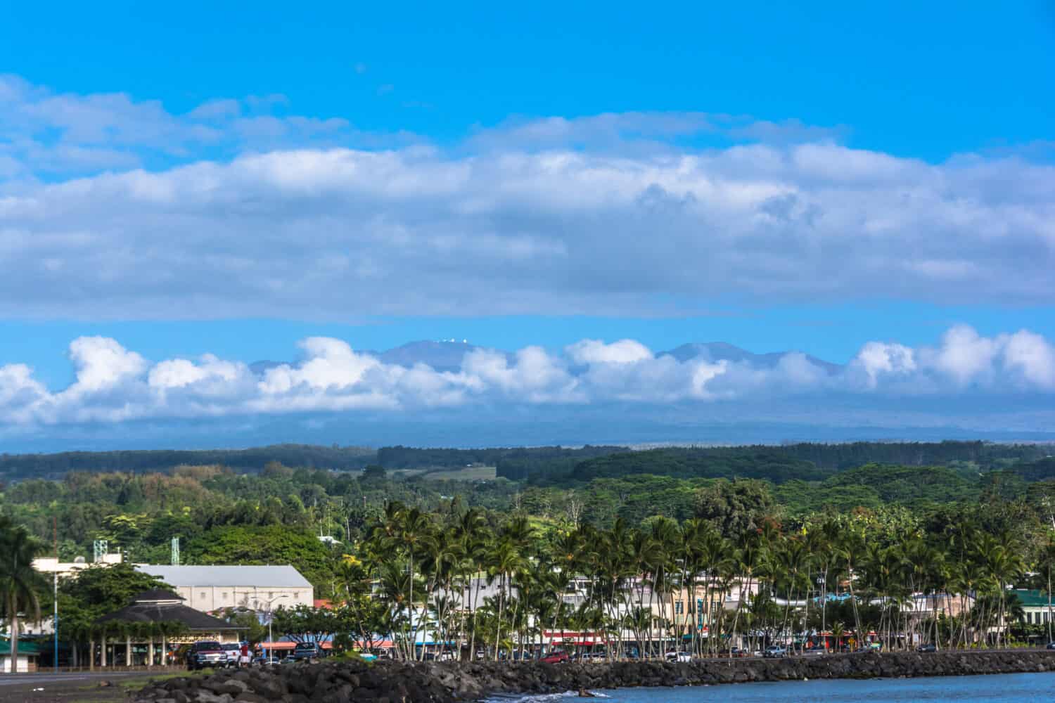 View of Hilo from the bay, Big Island, Hawaii, USA