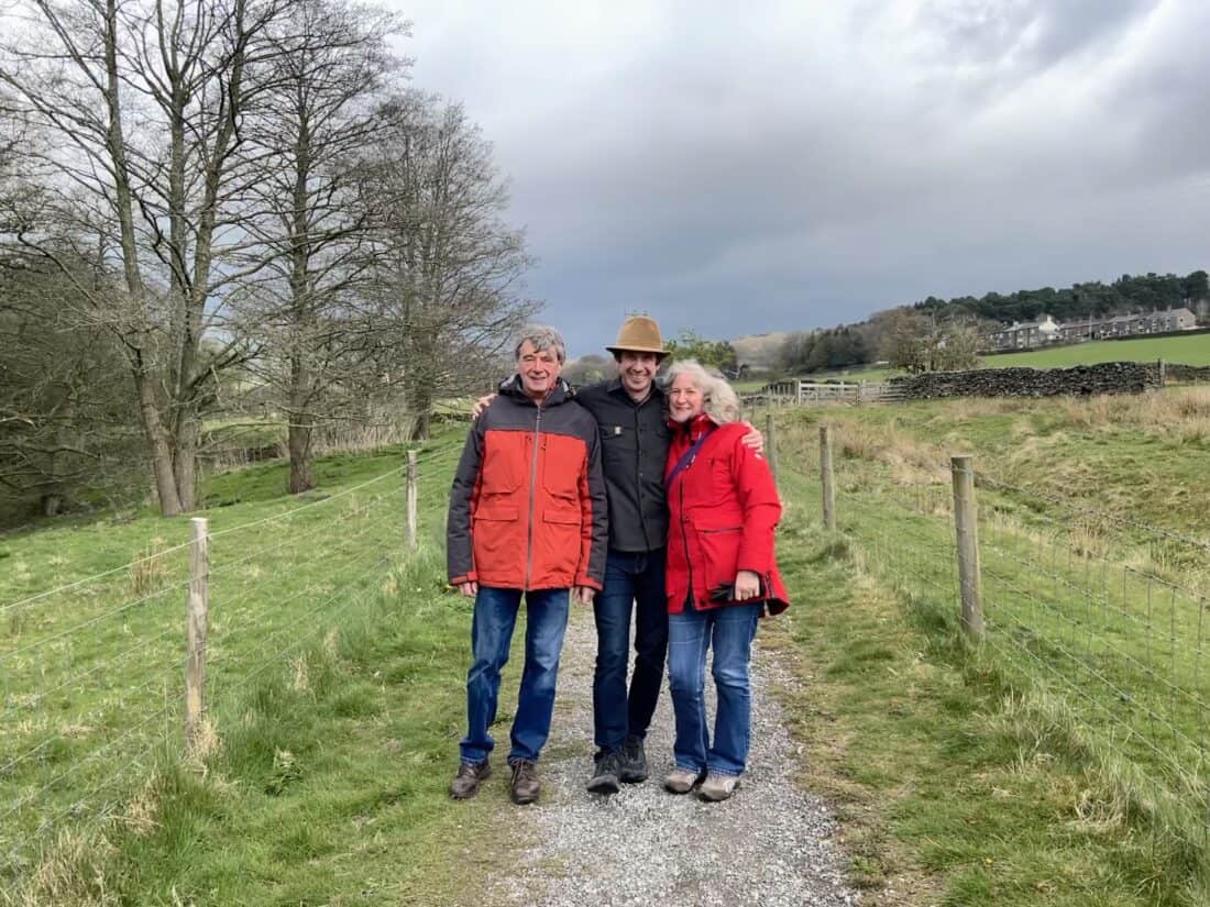 My stepdad, me, and my mum on a walk in the Peak District