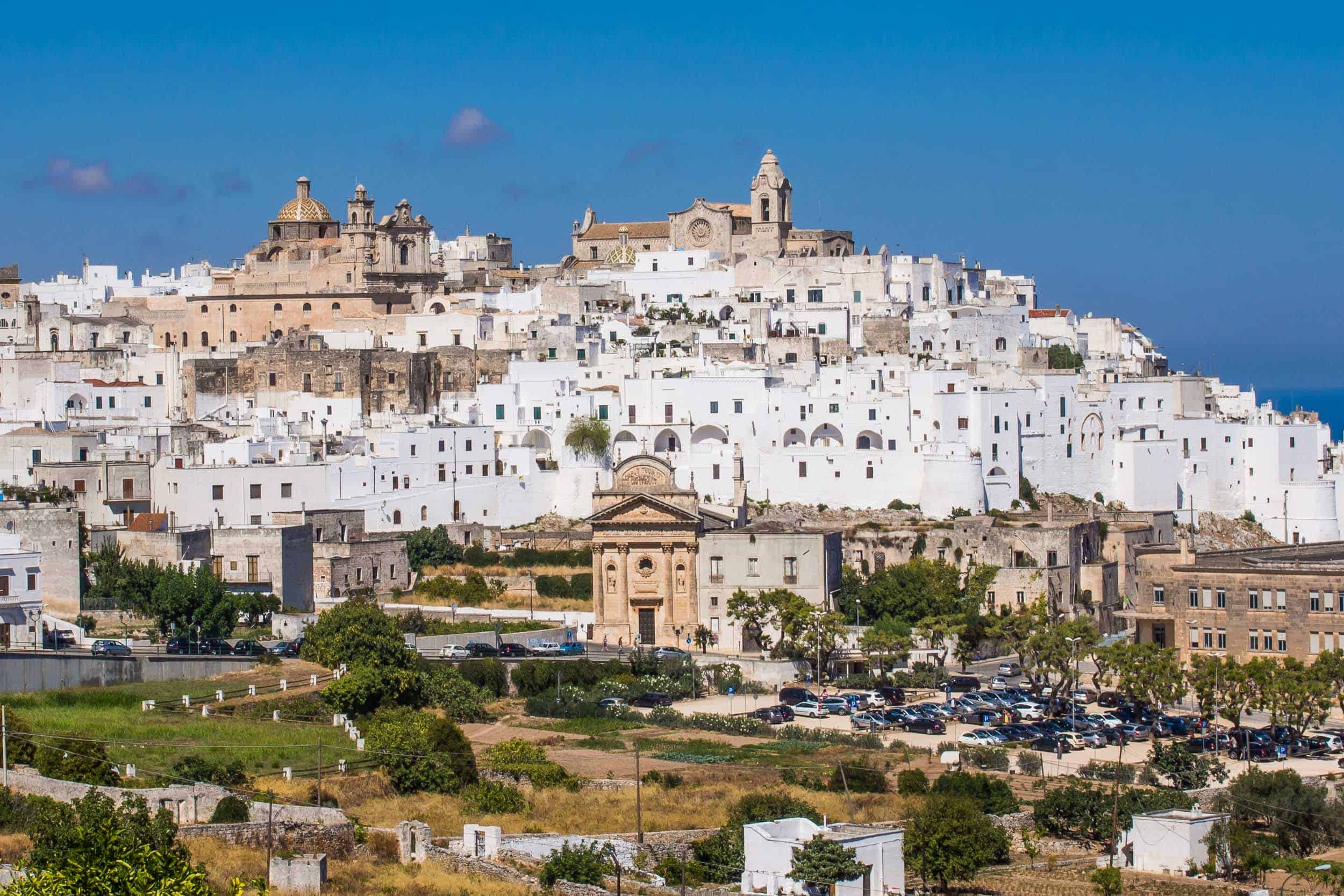 The white city of Ostuni Italy in Puglia from a viewpoint