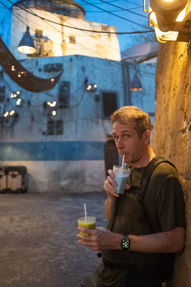 Simon enjoying his blue milk at Hollywood Studios, Disney World