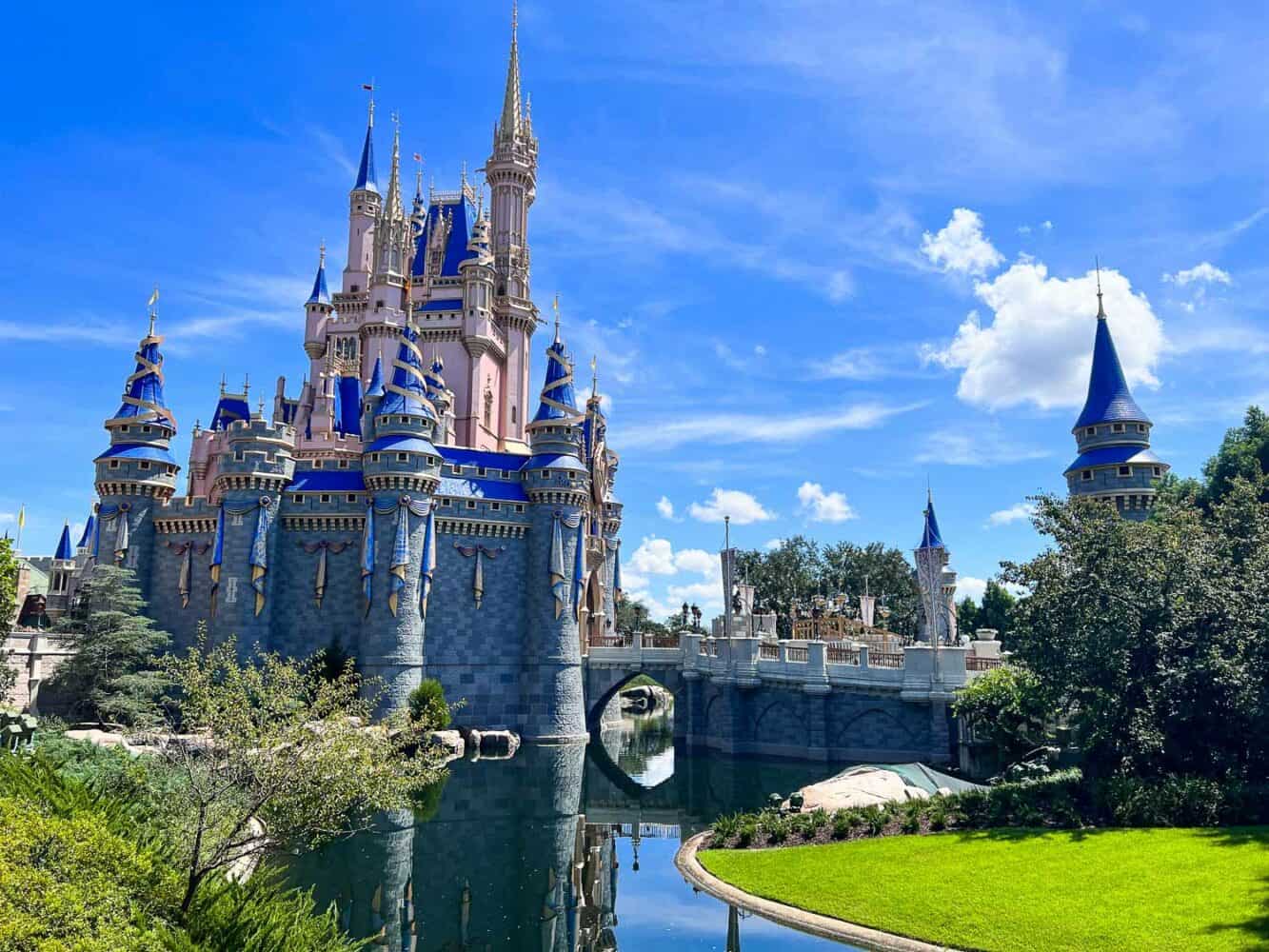 Side view of the iconic Cindrella Castle, Magic Kingdom, Disney World
