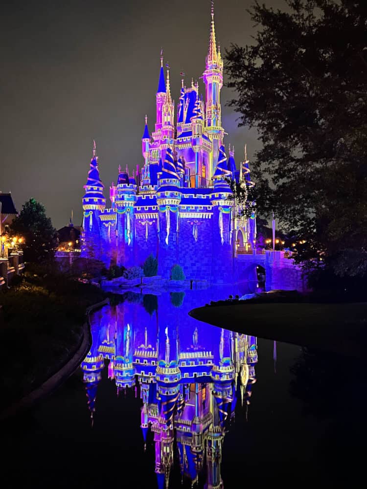 Cinderella Castle illuminated at night, Magic KIngdom, Disney World