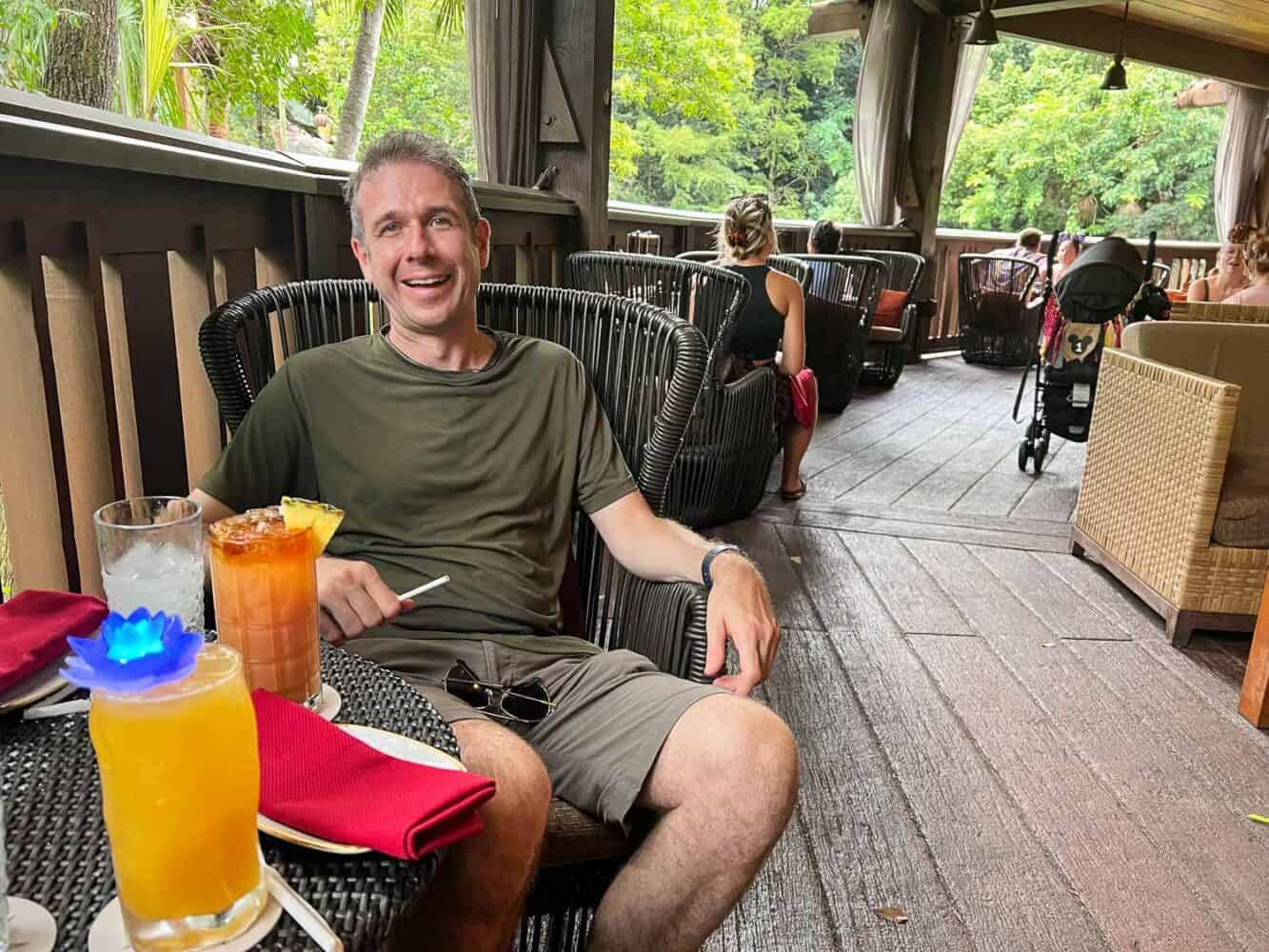 Simon with cocktails in the Nomad Lounge, Animal Kingdom, Disney World