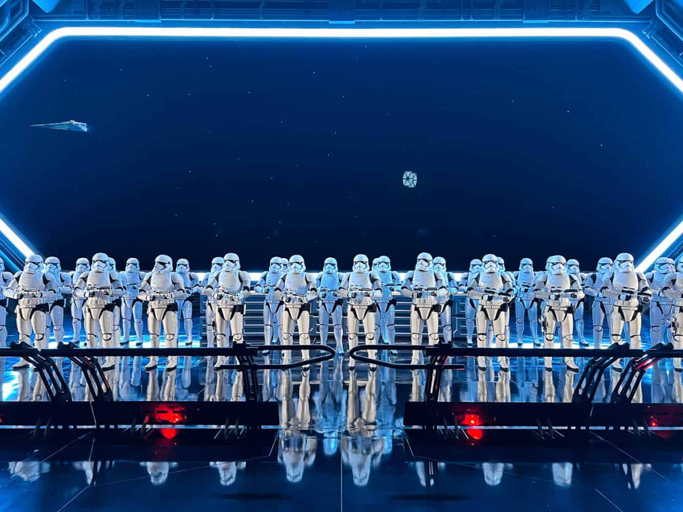 Stormtroopers on the Star Wars Rise of Resistance ride at Hollywood Studios, Disney World in Florida