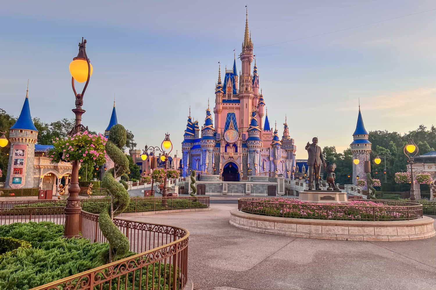 Cinderella Castle early in the morning without crowds at Magic Kingdom Orlando