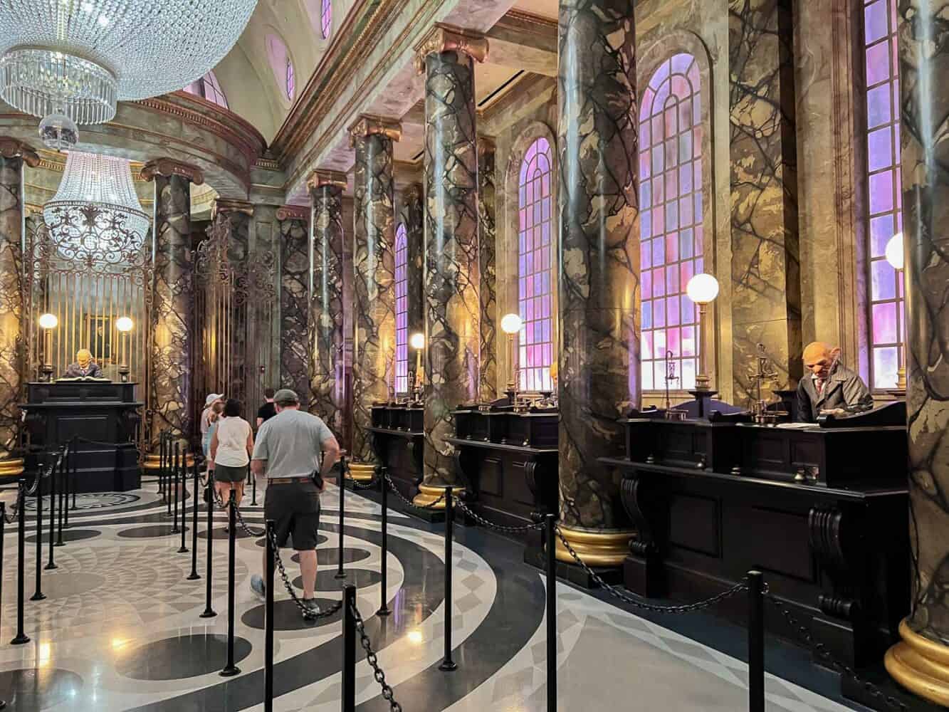 Lobby in the Harry Potter and the Escape from Gringotts ride, Universal Orlando, USA