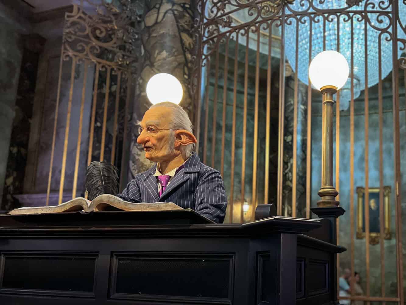 Goblin bank teller on the Harry Potter and the Escape from Gringotts ride at Universal Orlando, USA