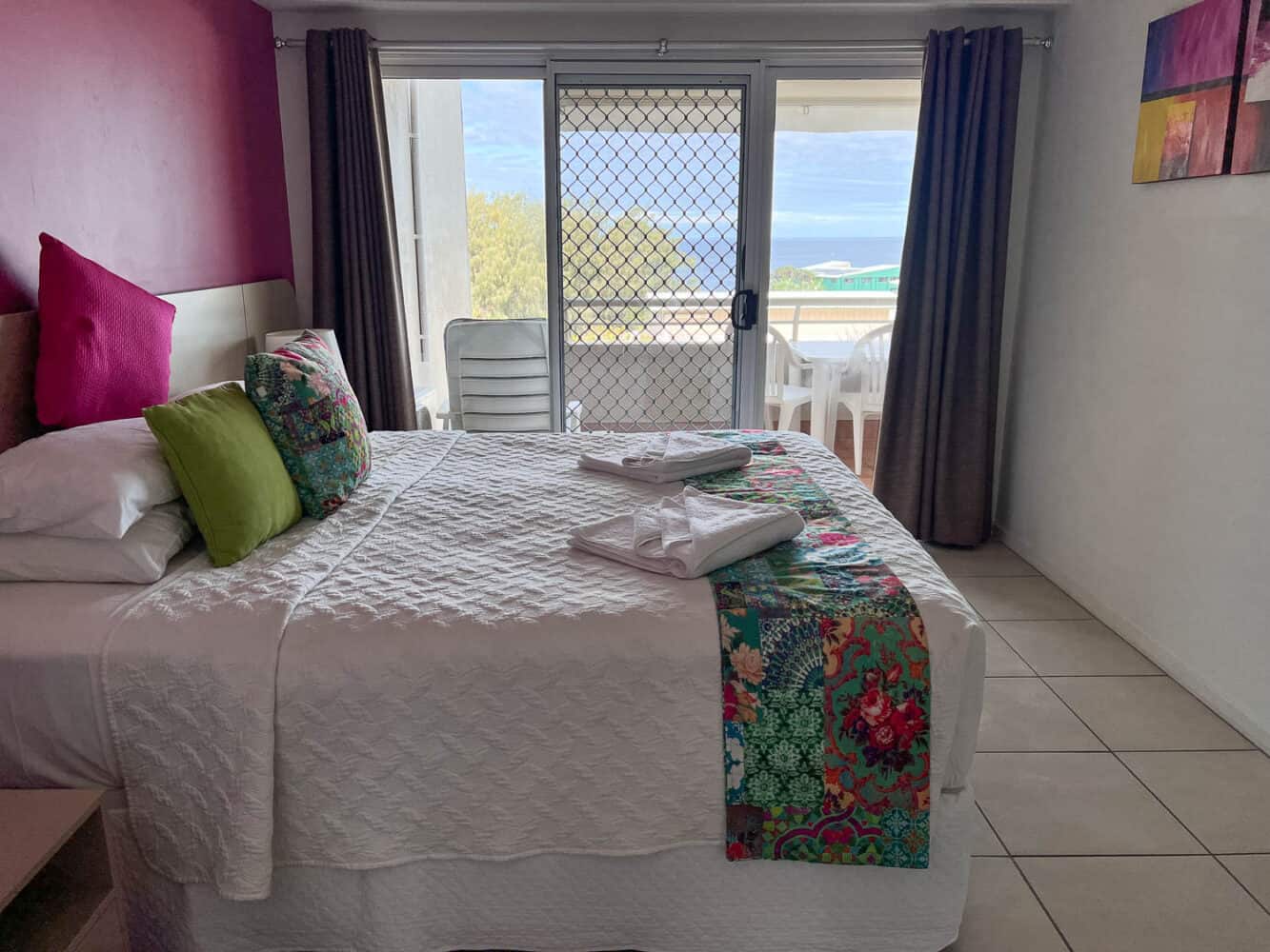 Double bedroom with a sea view at Samarinda Jewel By the Sea, North Stradbroke, Queensland, Australia