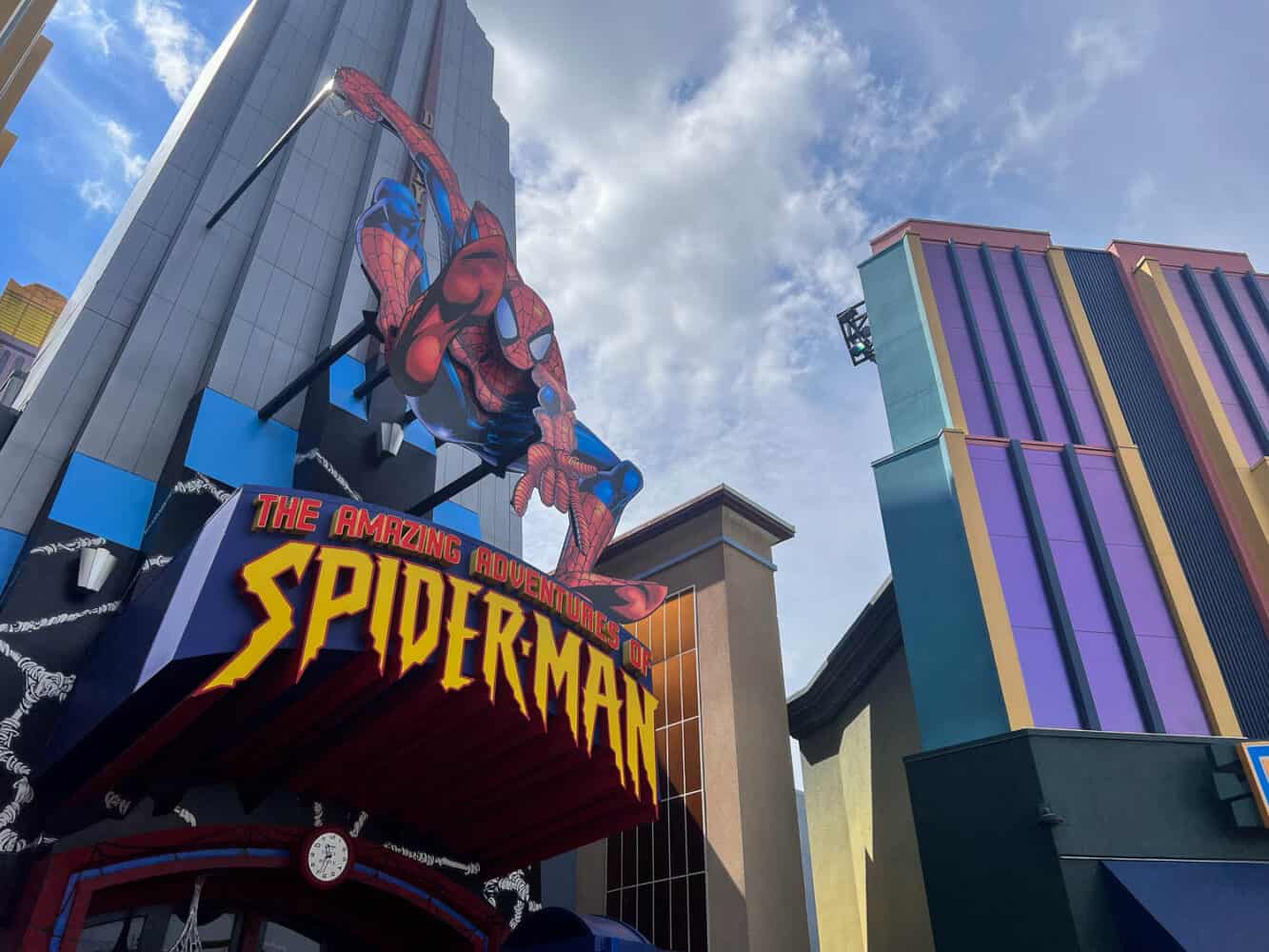 Entrance to The Amazing Adventures of Spider-Man ride, Islands of Adventure, Universal Orlando, Florida, USA