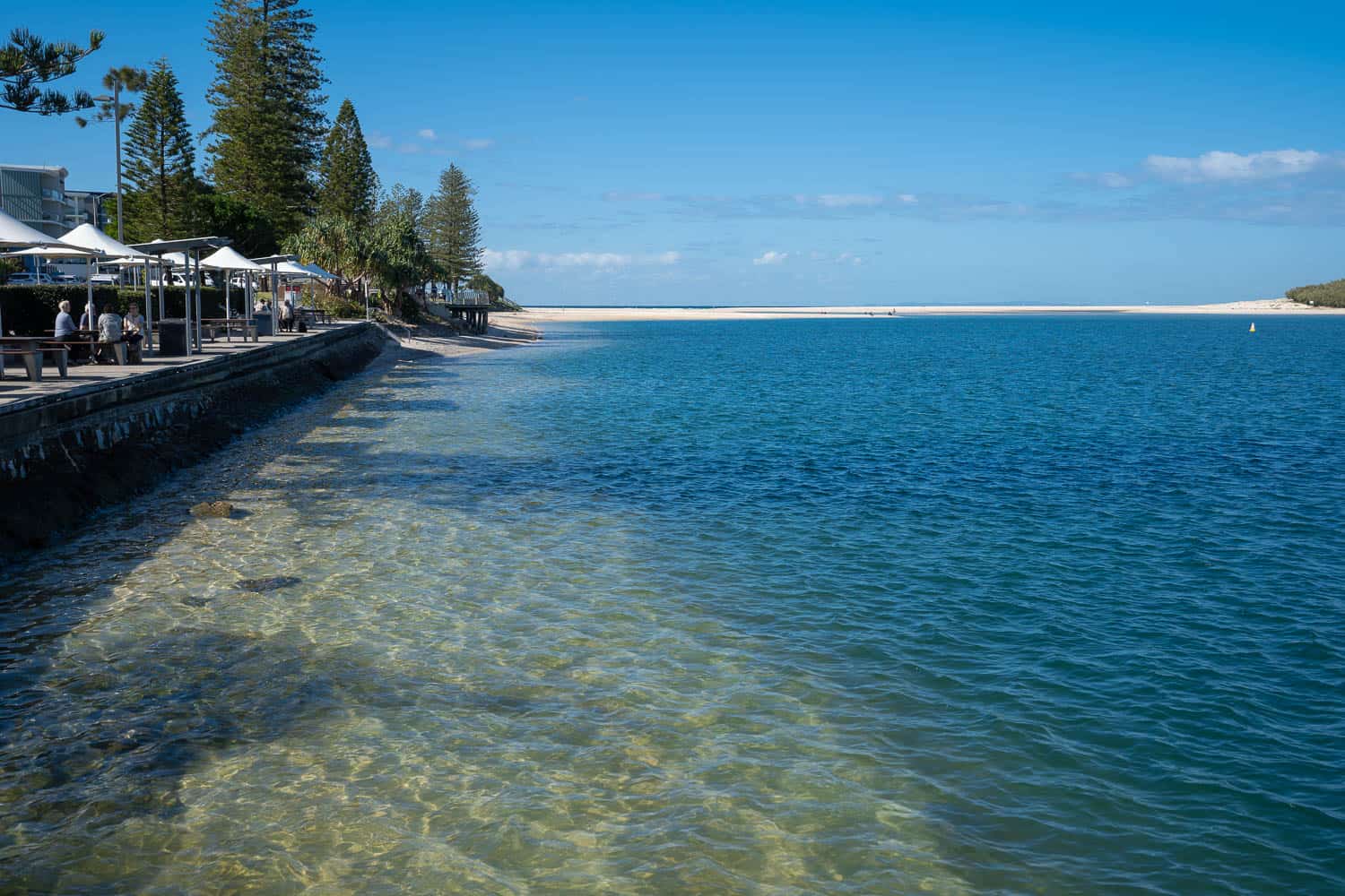 Clear shallow water at Bulcock beach, Caloundra, Queensland, Australia