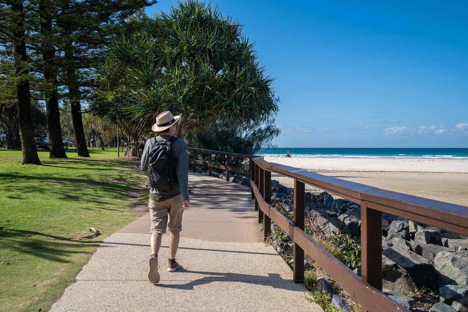 Simon walking along the Caloundra coastal walk, Queensland, Australia