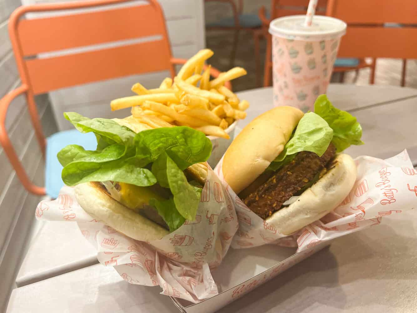 Veggie burger and fries at Bettys Burger, Noosa, Queensland, Australia