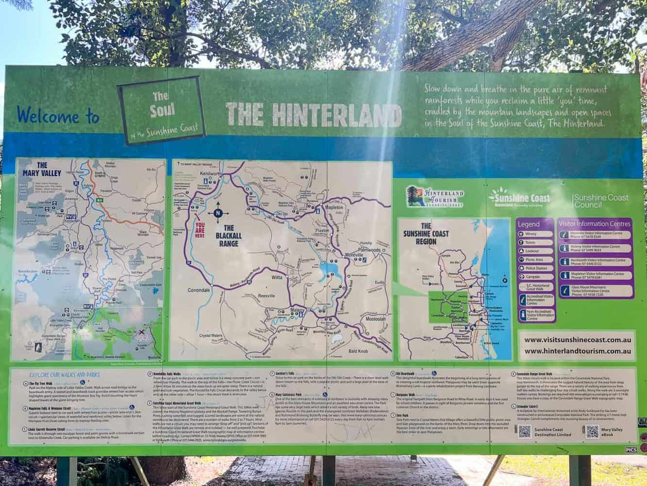 Map of Sunshine Coast Hinterland, Queensland, Australia