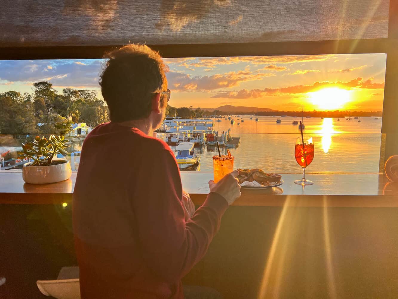 Simon enjoying the view from Sunset Bar, Noosa, Queensland, Australia