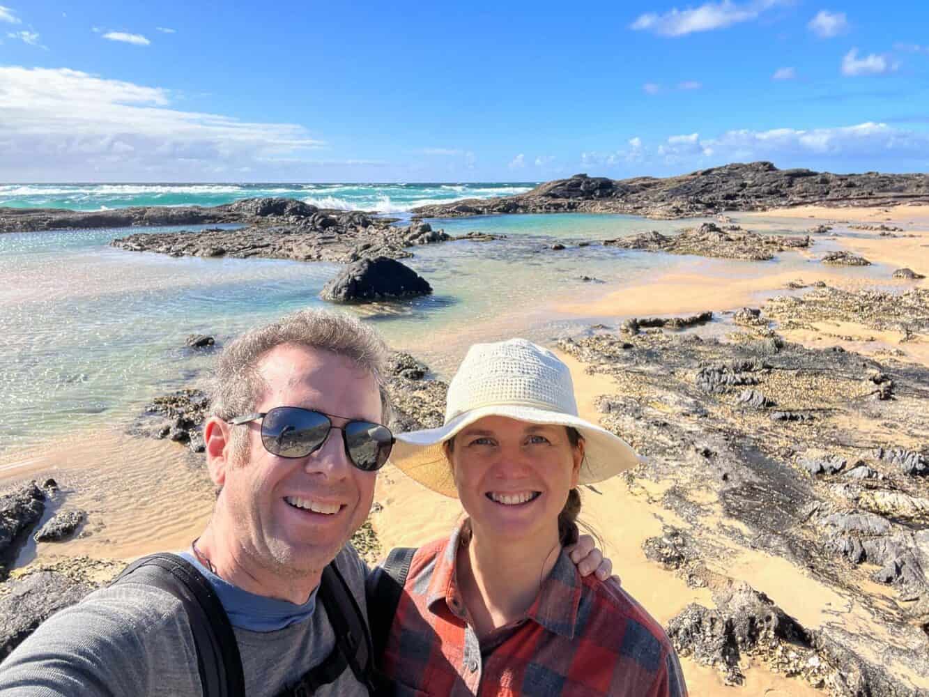 Erin and Simon at Champagne Pools, K'gari, Queensland, Australia