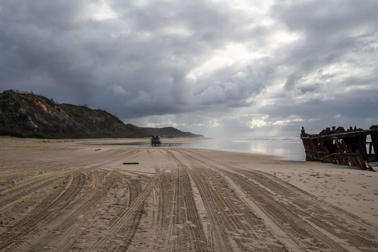 Maheno shipwreck on 75 Mile Beach, K'gari, Queensland, Australia