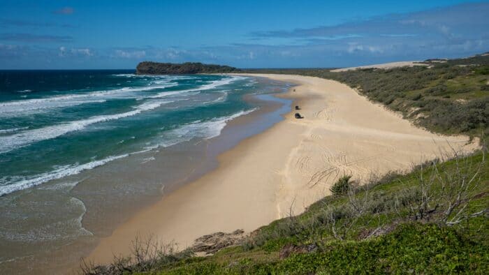 Indian Head and 75 Mile Beach from the Champagne Pools boardwalk on K'gari (Fraser Island) in Queensland, Australia