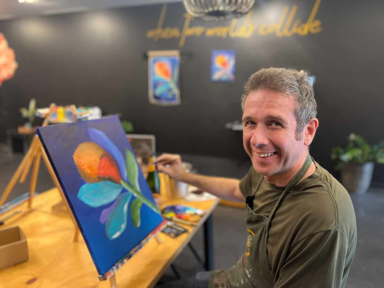 Simon at Frida's Sip and Paint, Noosa, Queensland, Australia