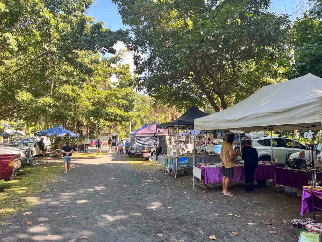 Stalls at Mission Beach Sunday Market, North Queensland, Australia