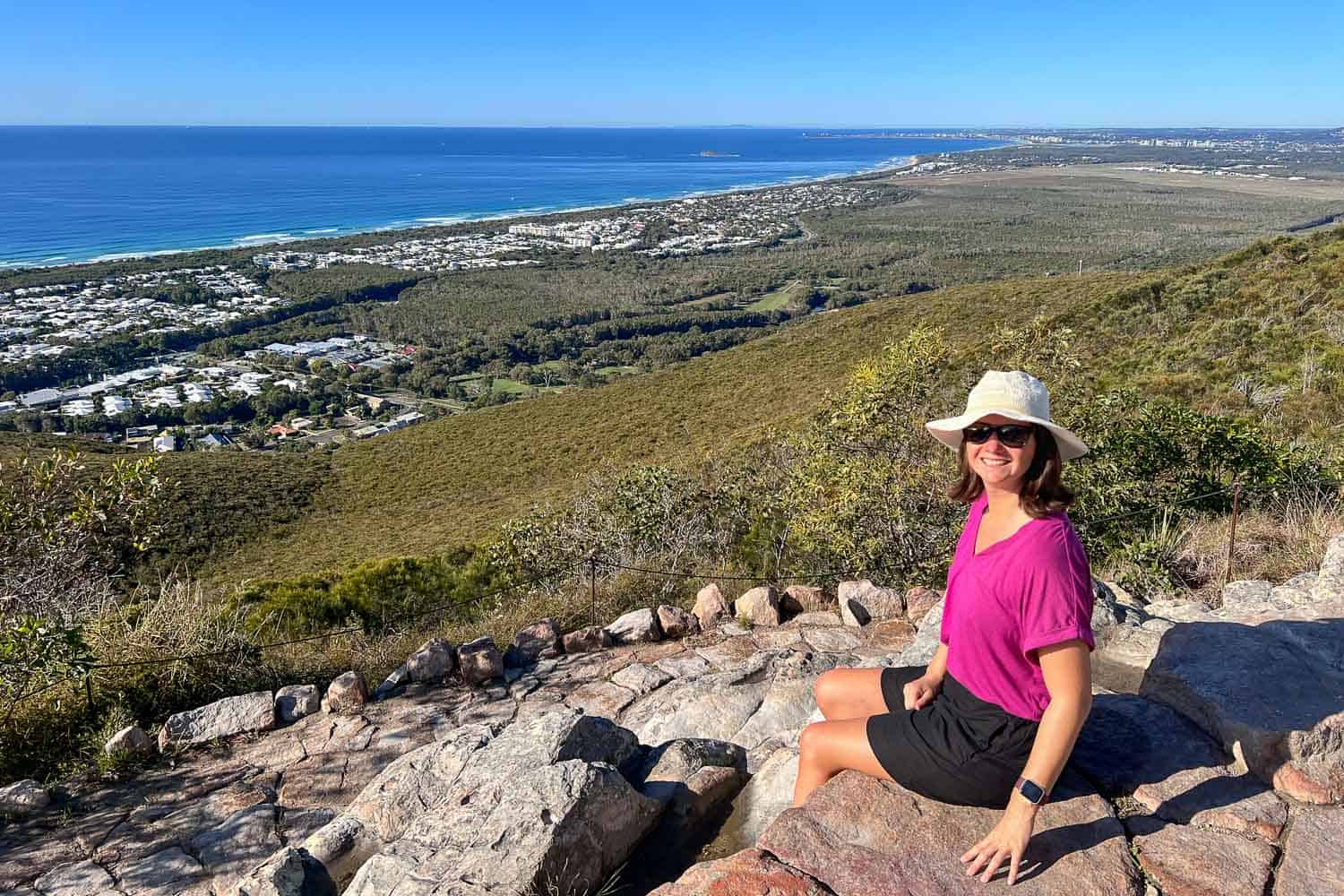 Erin enjoying the view from Mt Coolum, Noosa, Queensland, Australia