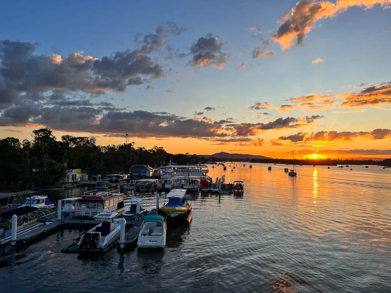 View of marina from Sunset Bar, Noosa, Queensland, Australia