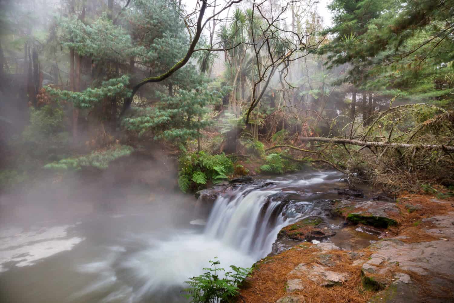 Thermal waterfall at Kerosene Creek, North Island, New Zealand