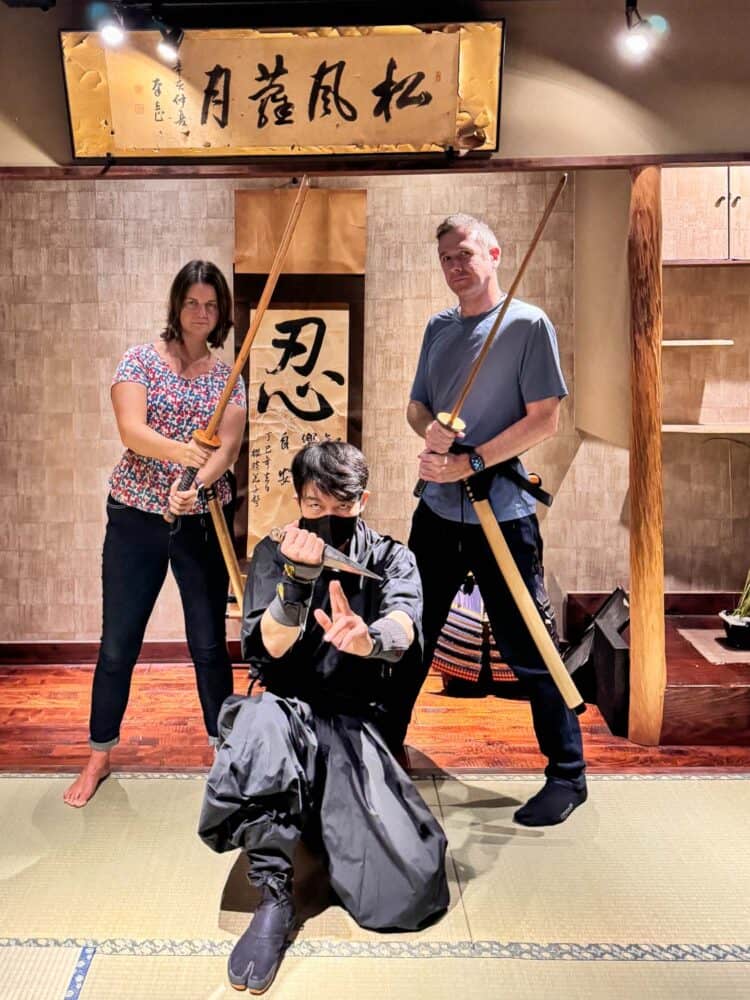 Swordplay at Ninja Trick House in Shinjuku, Tokyo