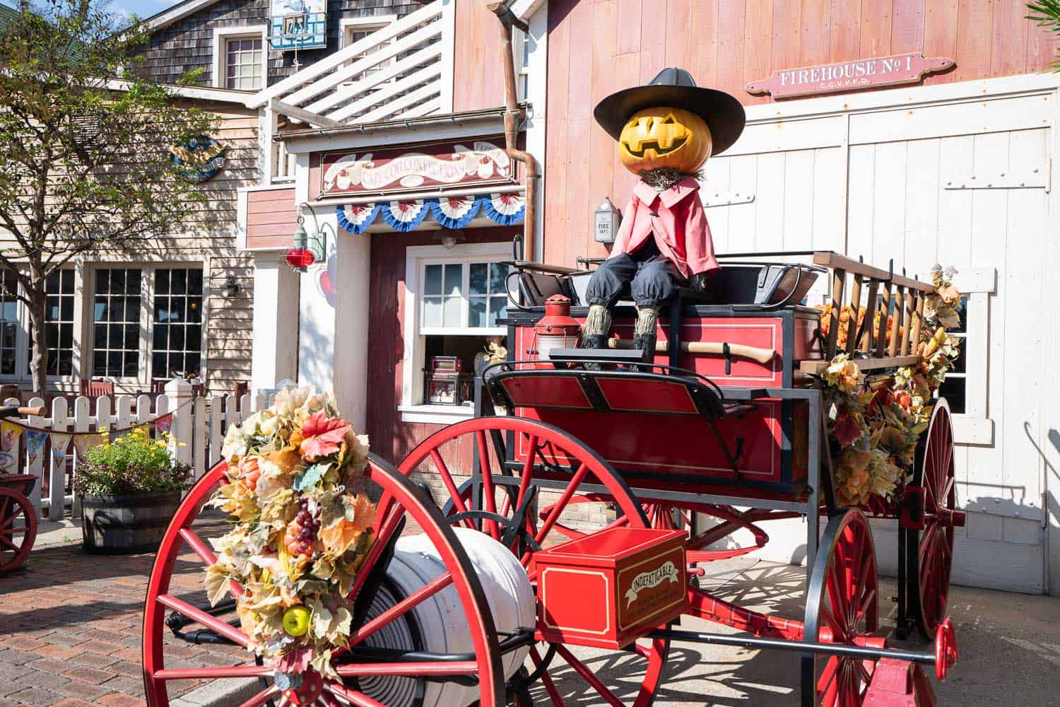 Cape Cod area of Tokyo DisneySea decorated for Halloween