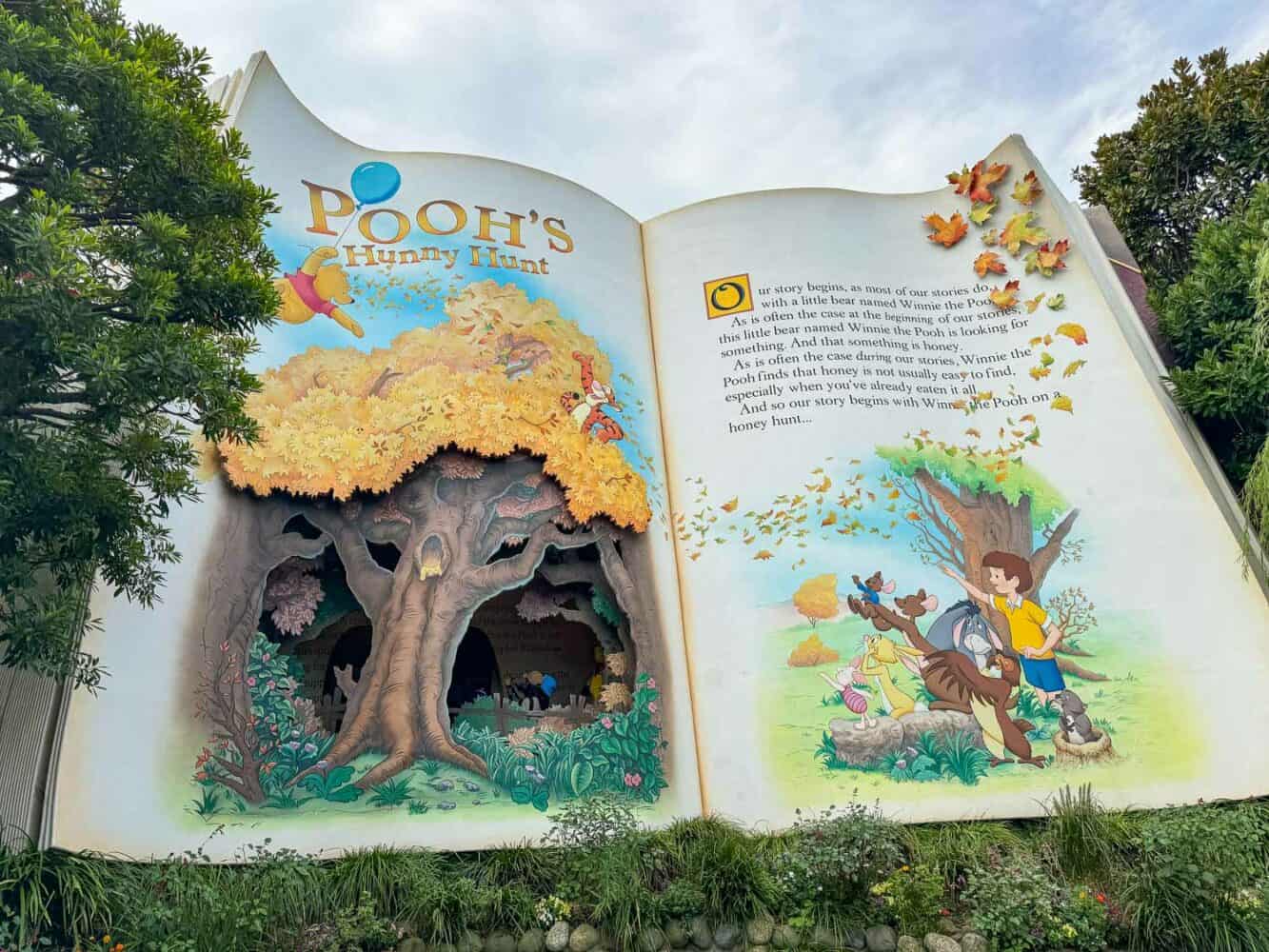 Giant book in the queue at Pooh's Hunny Hunt ride in Tokyo Disneyland