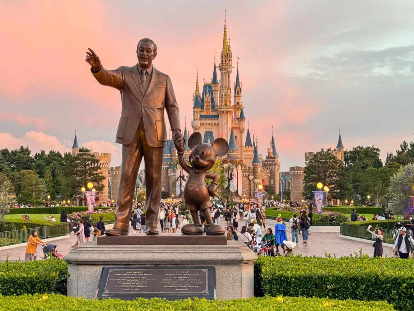 Walt Disney and Mickey Mouse statue at Tokyo Disneyland