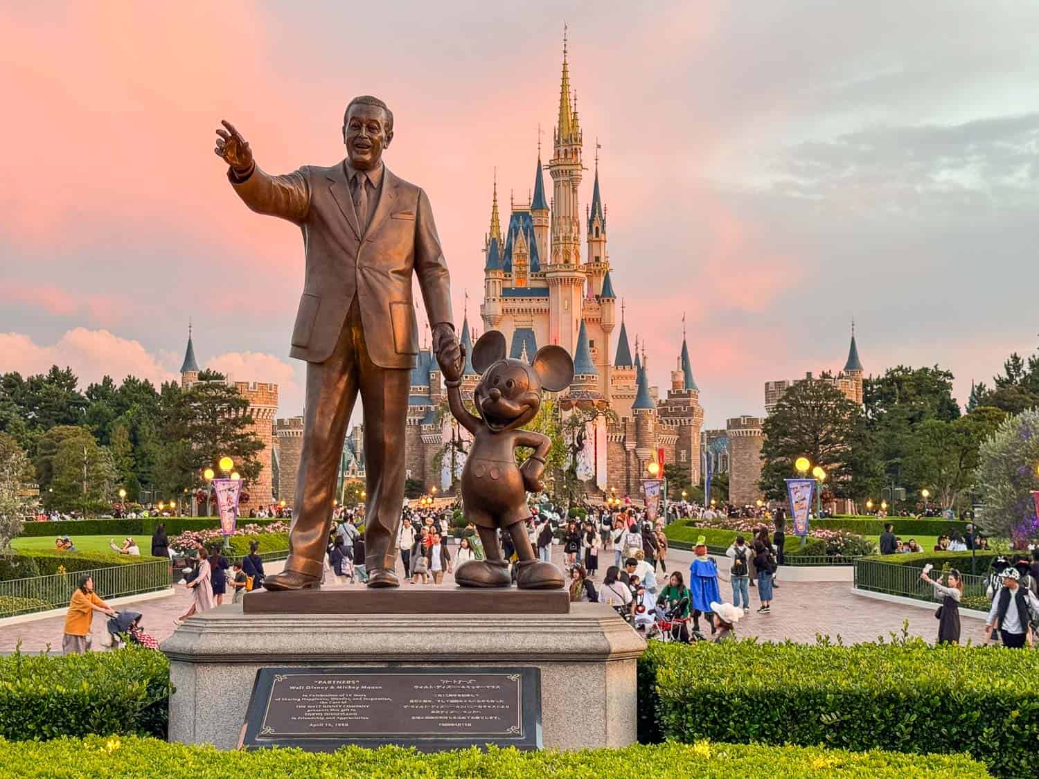 Walt Disney and Mickey Mouse statue at Tokyo Disneyland