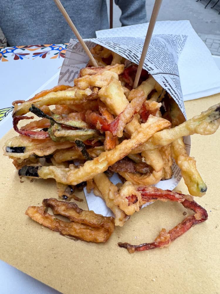 Fried vegetables on a Street Food Tour in Syracuse, Sicily