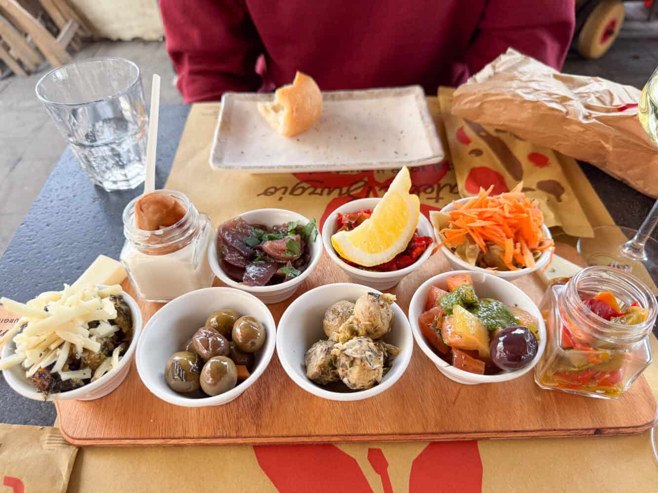 Vegetarian platter at Fratelli Burgio, Syracuse, Sicily