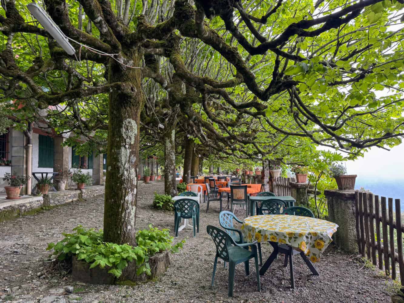 Il Pellegrino restaurant terrace in Montallegro at the top of the Rapallo cable car.