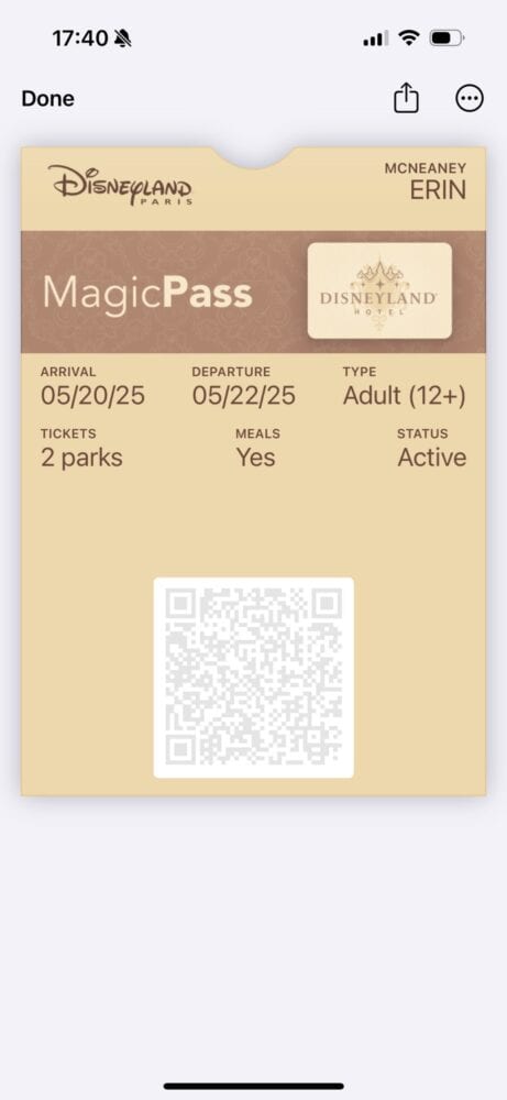 My Disneyland Paris Magic Pass in Apple Wallet