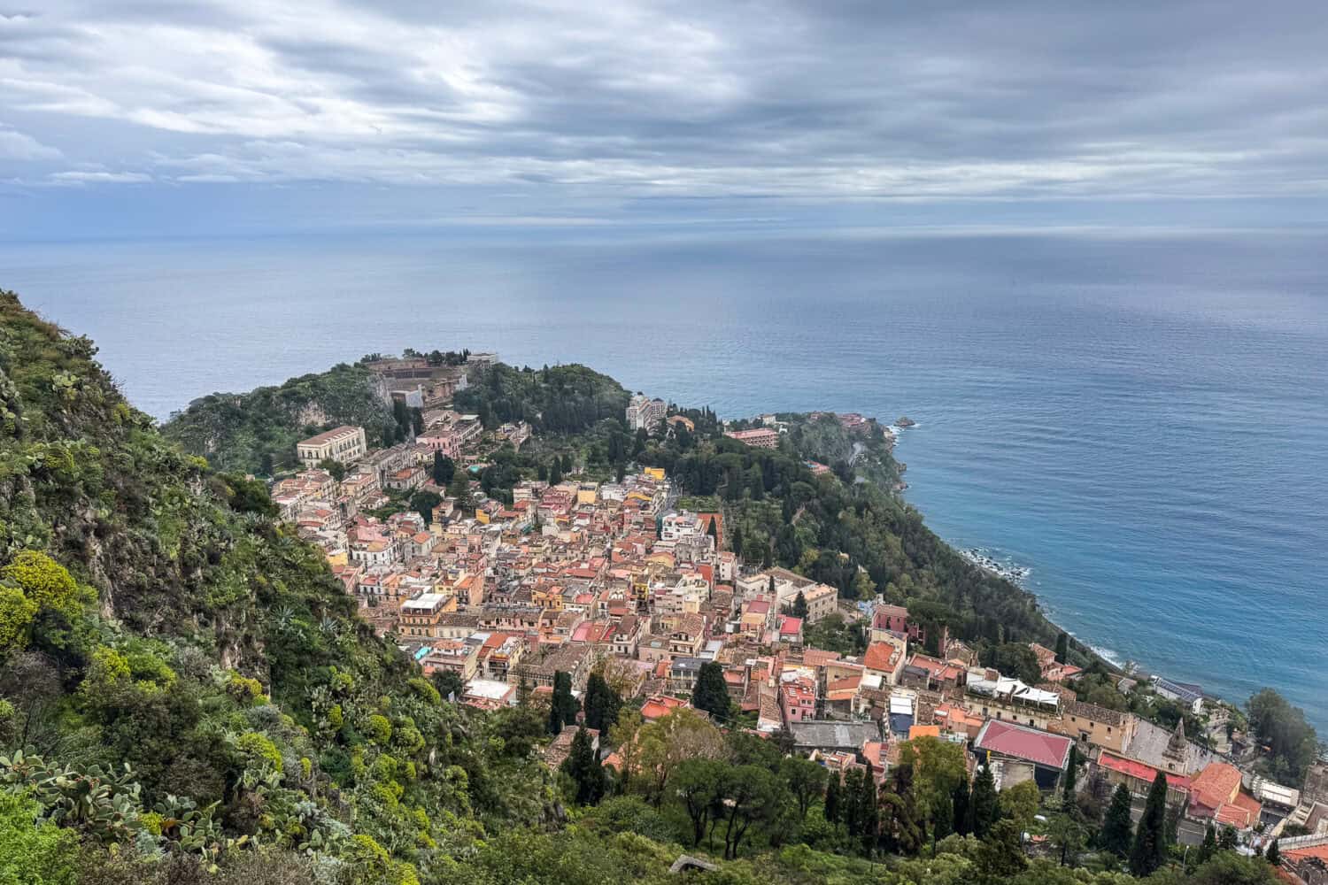 View of Taormina from Chiesa Rocca, East Sicily, Italy