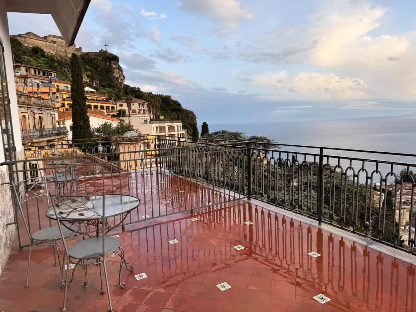 Balcony view from Villa Sara B&B, Taormina, East Sicily, Italy