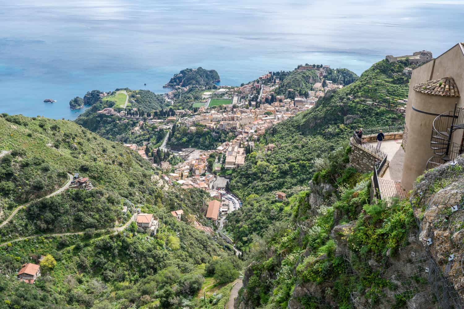 The view of Taormina from Castelmola, Sicily.