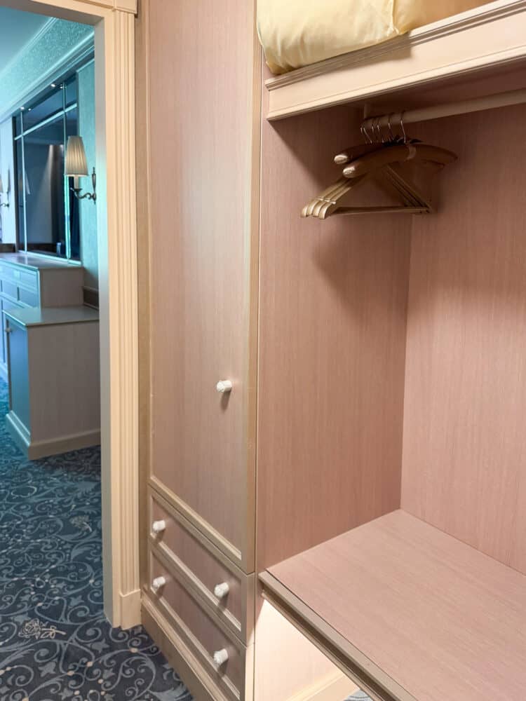 Wardrobe inside a Disneyland Hotel Paris room