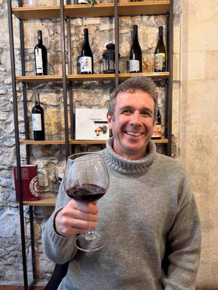 Simon at Evoe wine bar in Ortigia, Sicily